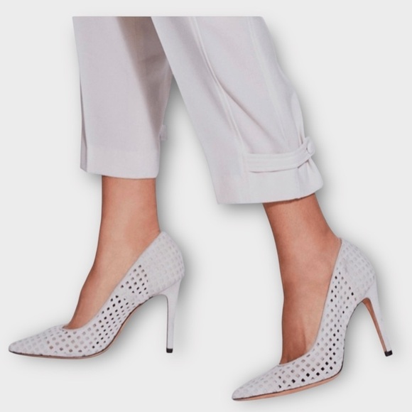 IRO Larson Perforated Suede Pointed Toe Pumps Ecru Size EU 39 - Picture 2 of 12